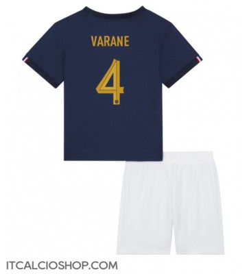 Francia Raphael Varane #4 Prima Maglia Bambino Mondiali 2022 Manica Corta (+ Pantaloni corti)